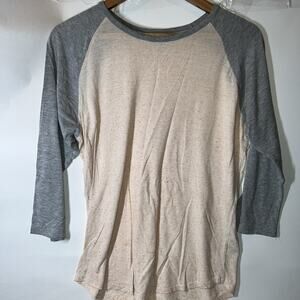 Lula Roe Gray/orange 3/4 Sleeve Raglan Jersey Comfy Basic Tee Shirt Size Large